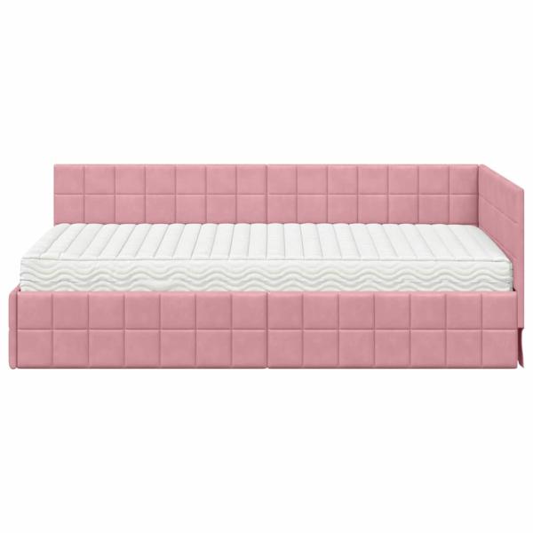 Eckbettgestell mit Matratze 2 stk. Rosa 100 x 200 cm Samt