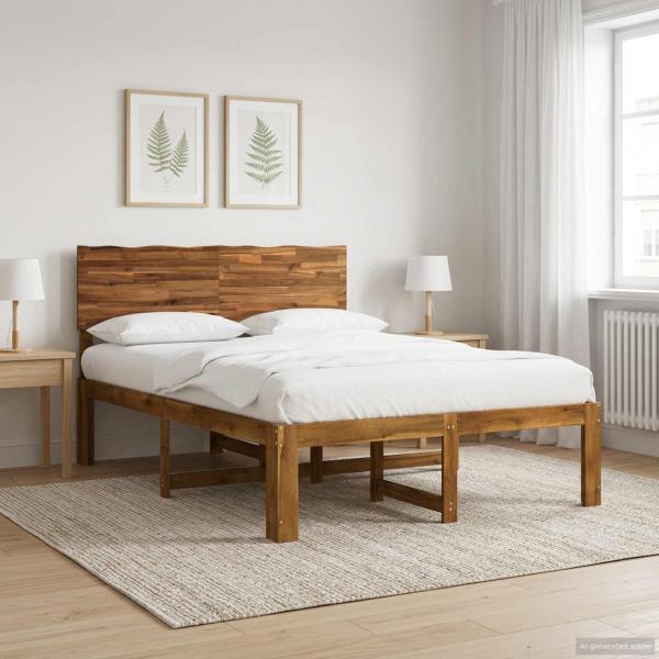 ARDEBO.de - Doppelbettgestell mit Kopfteil ROSTOCK Natur 140 x 200 cm