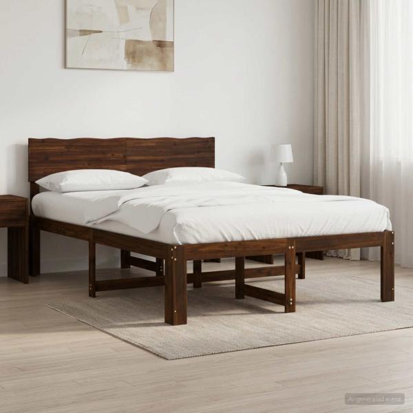 ARDEBO.de - Doppelbettgestell mit Kopfteil ROSTOCK Dunkelbraun 150 x 200 cm