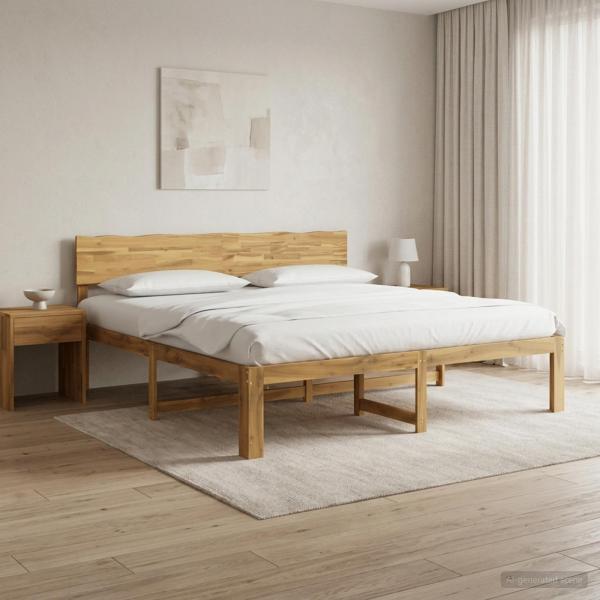 ARDEBO.de - Doppelbettgestell mit Kopfteil ROSTOCK Weiß 180 x 200 cm
