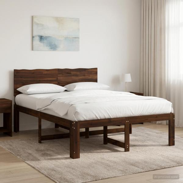 ARDEBO.de - Doppelbettgestell mit Kopfteil ROSTOCK Dunkelbraun 140 x 190 cm