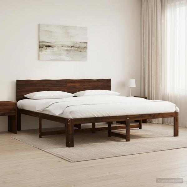ARDEBO.de - Doppelbettgestell mit Kopfteil ROSTOCK Dunkelbraun 180 x 200 cm
