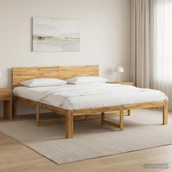 ARDEBO.de - Doppelbettgestell mit Kopfteil ROSTOCK Weiß 200 x 200 cm