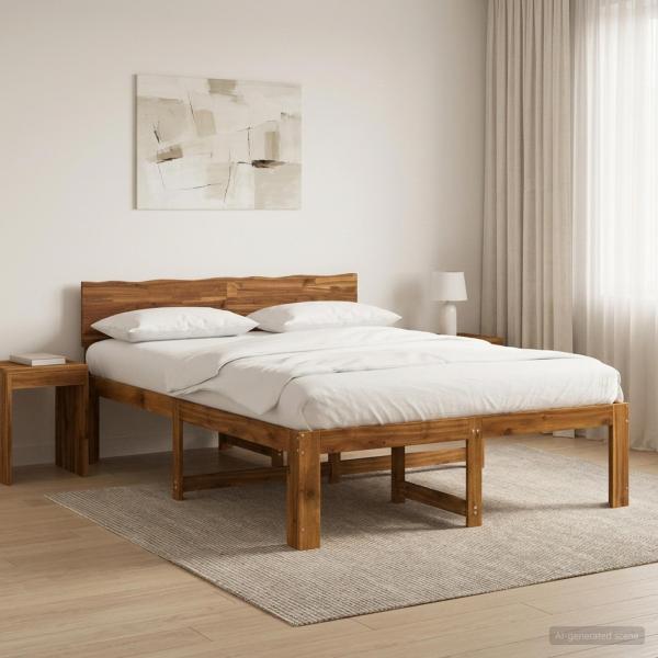 ARDEBO.de - Doppelbettgestell mit Kopfteil ROSTOCK Natur 150 x 200 cm