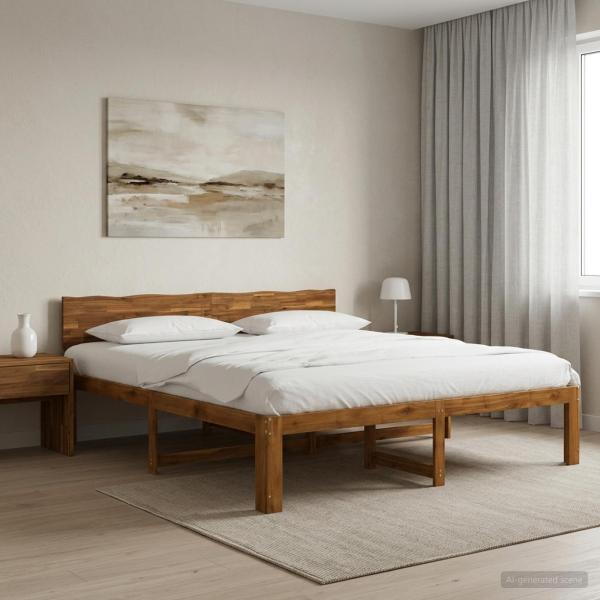 ARDEBO.de - Doppelbettgestell mit Kopfteil ROSTOCK Natur 200 x 200 cm