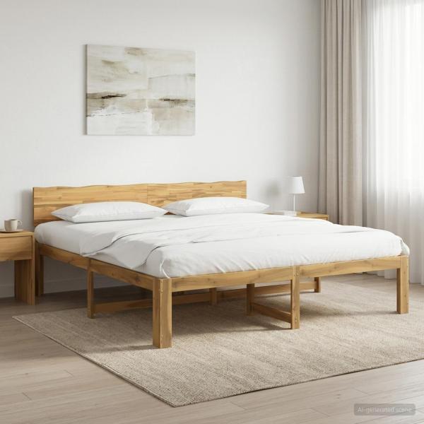 ARDEBO.de - Doppelbettgestell mit Kopfteil ROSTOCK Weiß 200 x 200 cm