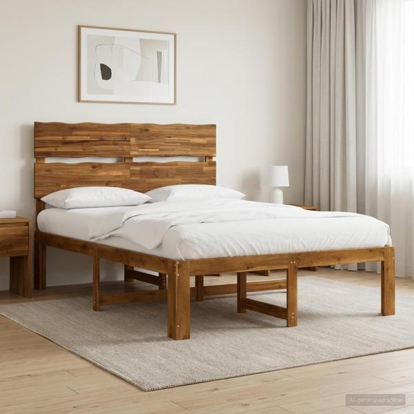 ARDEBO.de - Doppelbettgestell mit Kopfteil ROSTOCK Natur 120 x 190 cm