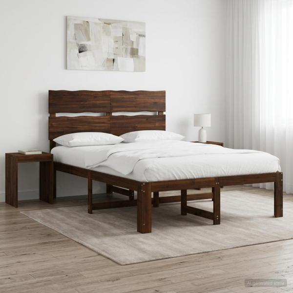 ARDEBO.de - Doppelbettgestell mit Kopfteil ROSTOCK Dunkelbraun 160 x 200 cm