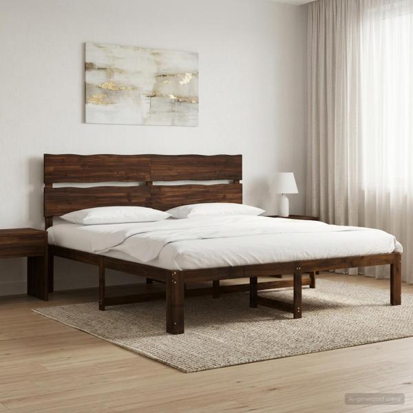 ARDEBO.de - Doppelbettgestell mit Kopfteil ROSTOCK Dunkelbraun 180 x 200 cm