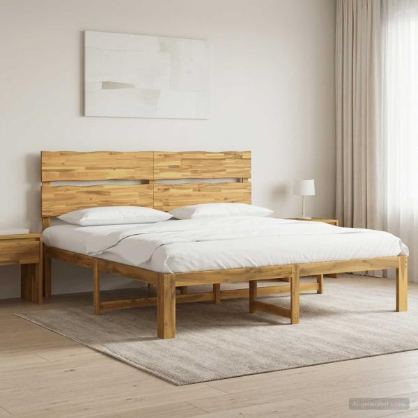ARDEBO.de - Doppelbettgestell mit Kopfteil ROSTOCK Weiß 200 x 200 cm