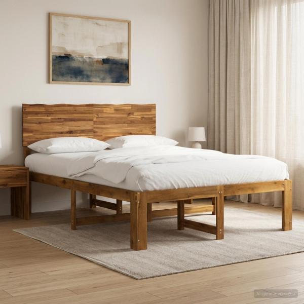 ARDEBO.de - Doppelbettgestell mit Kopfteil ROSTOCK Natur 137 x 190 cm