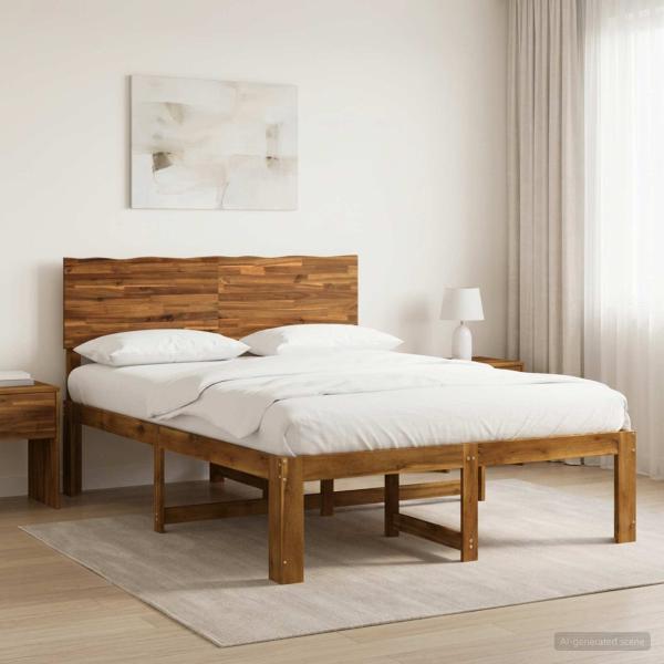 ARDEBO.de - Doppelbettgestell mit Kopfteil ROSTOCK Natur 152 x 203 cm
