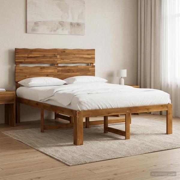 ARDEBO.de - Doppelbettgestell mit Kopfteil ROSTOCK Natur 137 x 190 cm