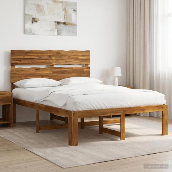 ARDEBO.de - Doppelbettgestell mit Kopfteil ROSTOCK Natur 152 x 203 cm