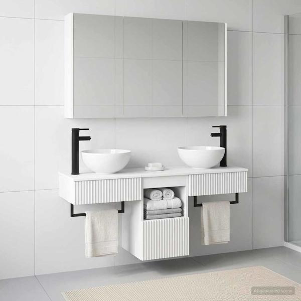 ARDEBO.de - Badezimmerschrank-Set 4 stk. Weiß Holzwerkstoff