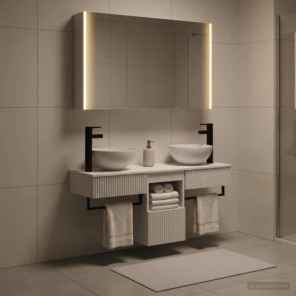 Badezimmerschrank-Set 4 stk. Weiß Holzwerkstoff