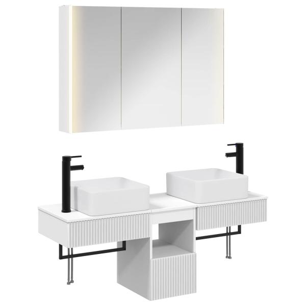 Badezimmerschrank-Set 4 stk. Weiß Holzwerkstoff