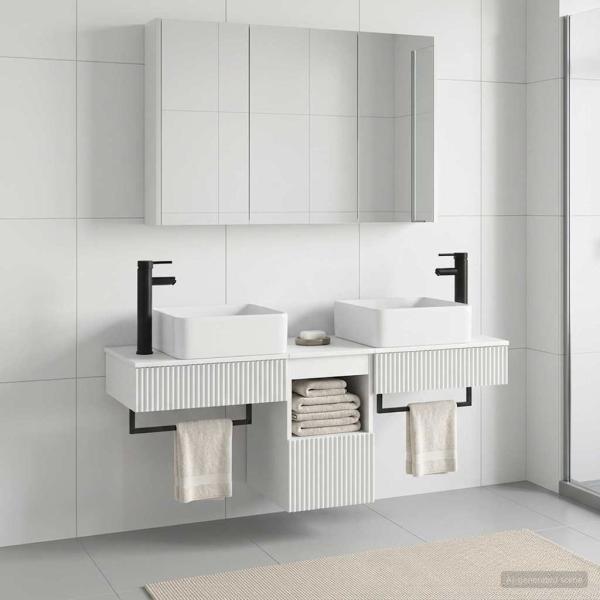 Badezimmerschrank-Set 4 stk. Weiß Holzwerkstoff