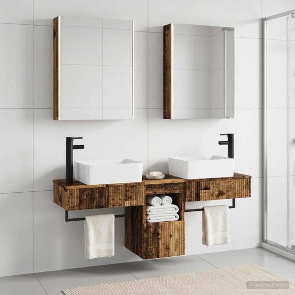 ARDEBO.de - Badezimmerschrank-Set 5 stk. Altholz Holzwerkstoff