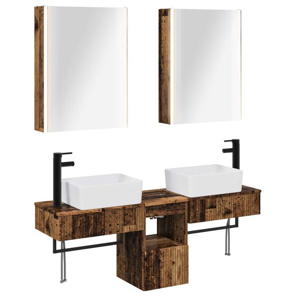 Badezimmerschrank-Set 5 stk. Altholz Holzwerkstoff