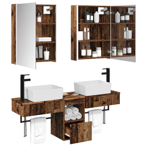 Badezimmerschrank-Set 5 stk. Altholz Holzwerkstoff