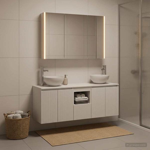 ARDEBO.de - Badezimmerschrank-Set 4 stk. Weiß Holzwerkstoff