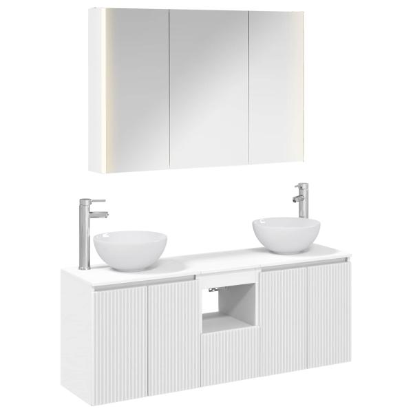 Badezimmerschrank-Set 4 stk. Weiß Holzwerkstoff