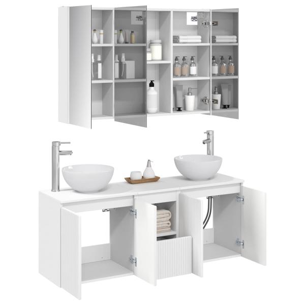 Badezimmerschrank-Set 4 stk. Weiß Holzwerkstoff