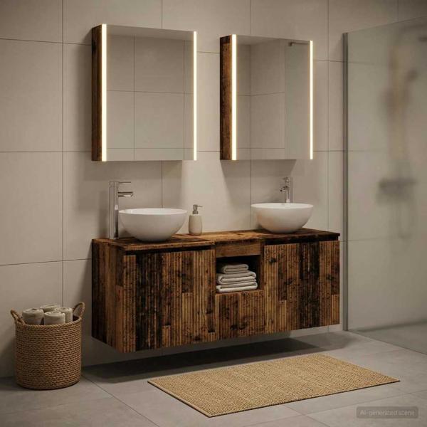 ARDEBO.de - Badezimmerschrank-Set 5 stk. Altholz Holzwerkstoff