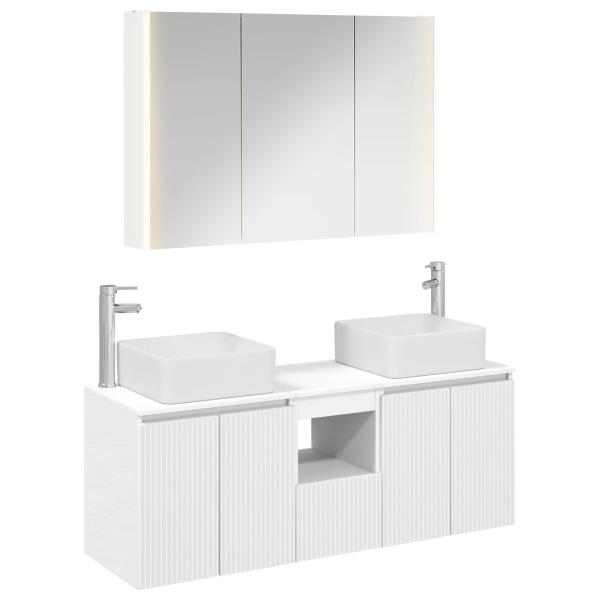 Badezimmerschrank-Set 4 stk. Weiß Holzwerkstoff