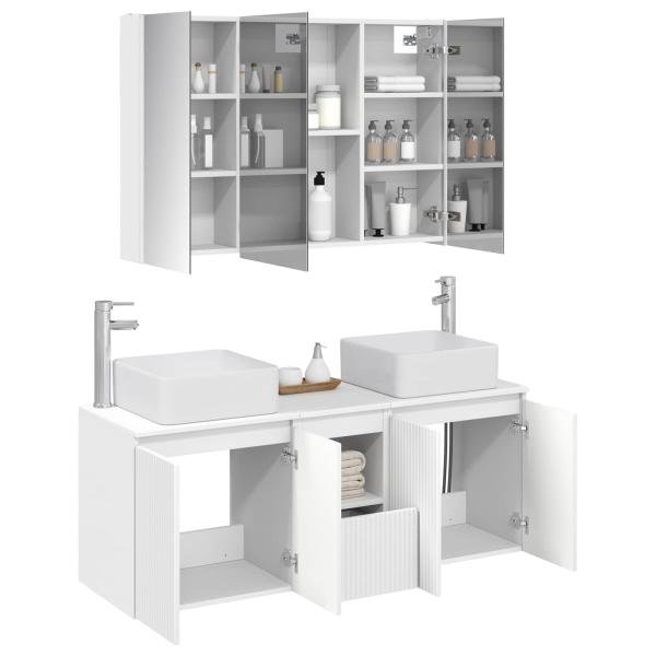 Badezimmerschrank-Set 4 stk. Weiß Holzwerkstoff