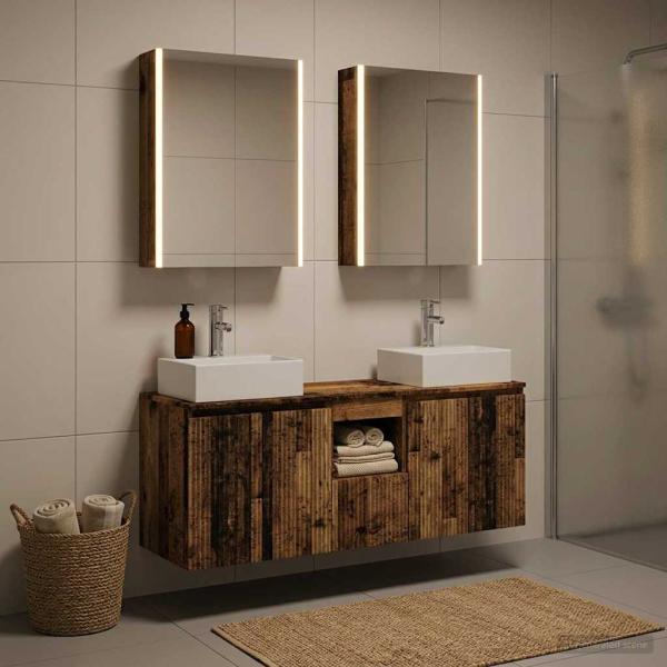 Badezimmerschrank-Set 5 stk. Altholz Holzwerkstoff