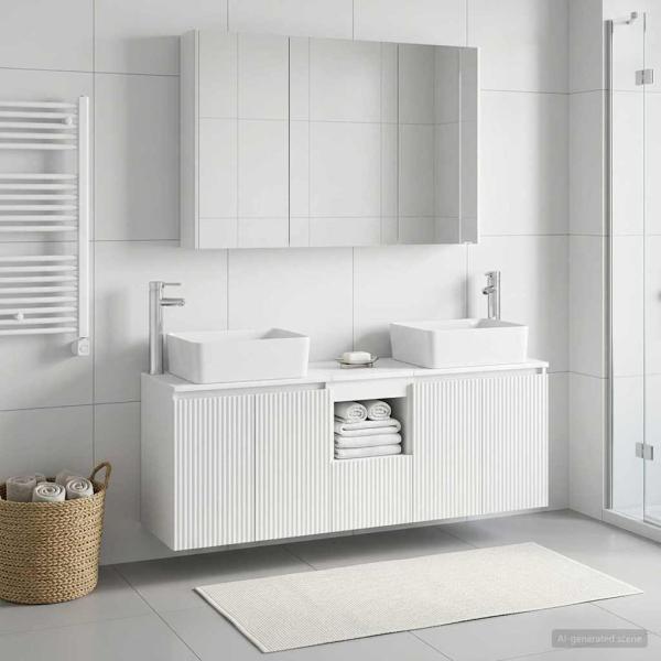 ARDEBO.de - Badezimmerschrank-Set 4 stk. Weiß Holzwerkstoff