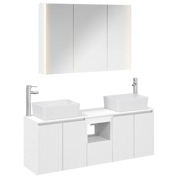 Badezimmerschrank-Set 4 stk. Weiß Holzwerkstoff