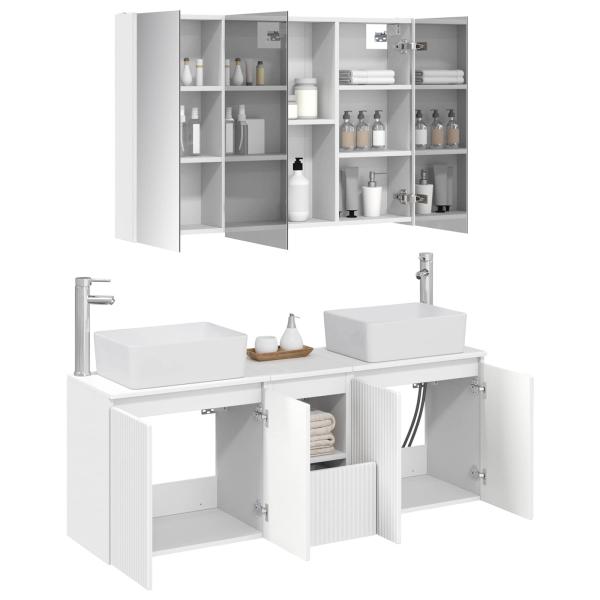 Badezimmerschrank-Set 4 stk. Weiß Holzwerkstoff