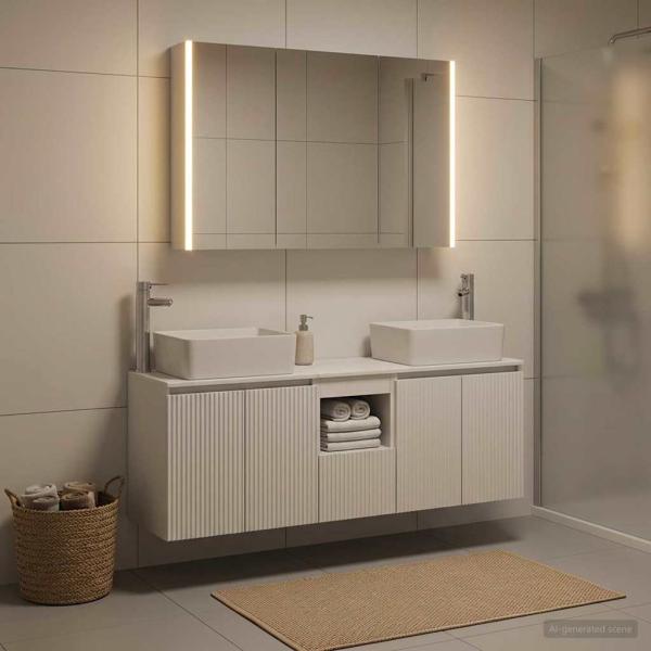 Badezimmerschrank-Set 4 stk. Weiß Holzwerkstoff