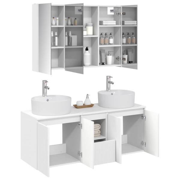 Badezimmerschrank-Set 4 stk. Weiß Holzwerkstoff