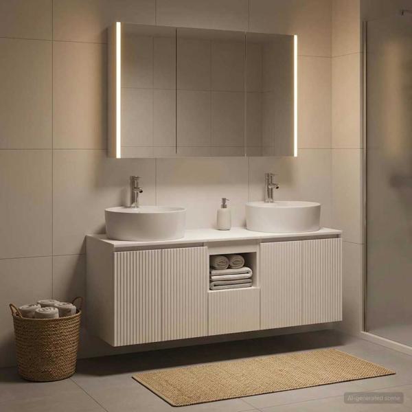 Badezimmerschrank-Set 4 stk. Weiß Holzwerkstoff