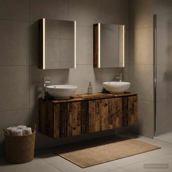 ARDEBO.de - Badezimmerschrank-Set 5 stk. Altholz Holzwerkstoff