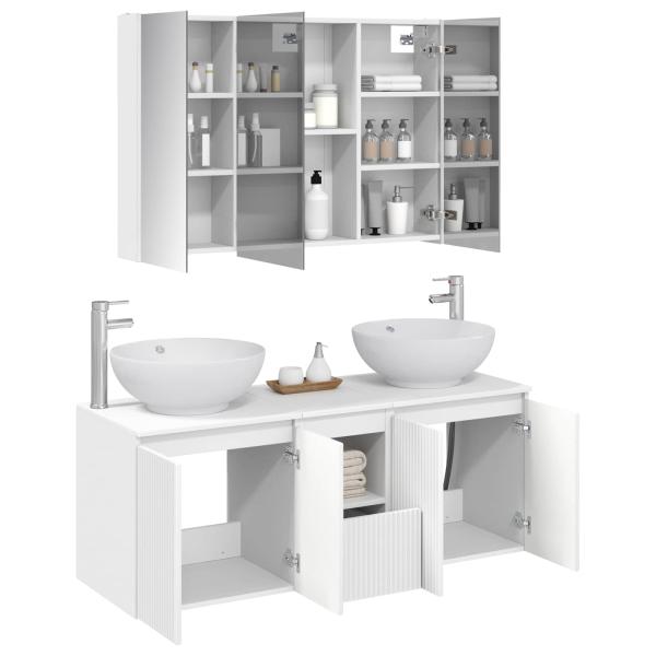 Badezimmerschrank-Set 4 stk. Weiß Holzwerkstoff