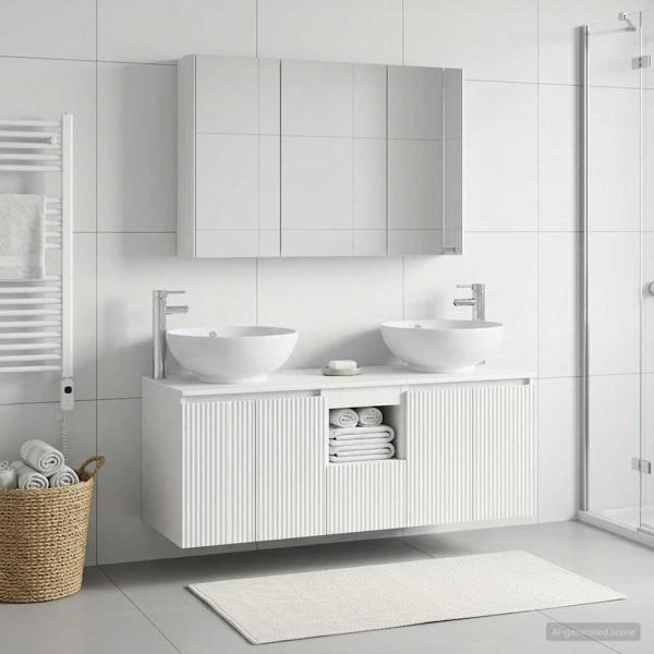 Badezimmerschrank-Set 4 stk. Weiß Holzwerkstoff