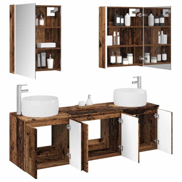 Badezimmerschrank-Set 5 stk. Altholz Holzwerkstoff