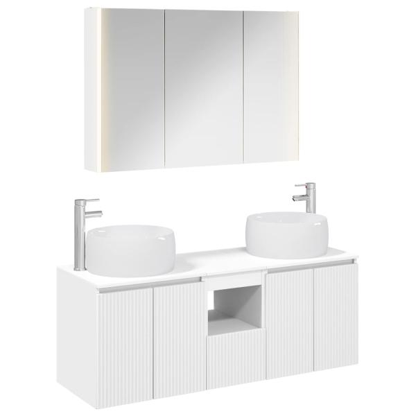 Badezimmerschrank-Set 4 stk. Weiß Holzwerkstoff