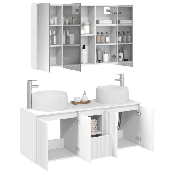 Badezimmerschrank-Set 4 stk. Weiß Holzwerkstoff