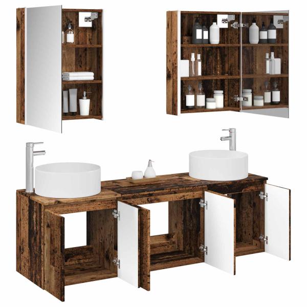 Badezimmerschrank-Set 5 stk. Altholz Holzwerkstoff