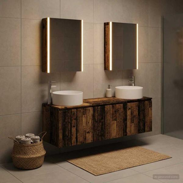 Badezimmerschrank-Set 5 stk. Altholz Holzwerkstoff