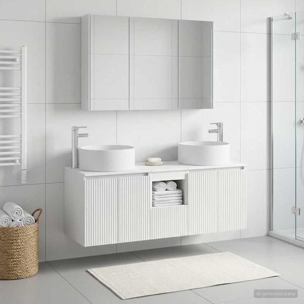 ARDEBO.de - Badezimmerschrank-Set 4 stk. Weiß Holzwerkstoff