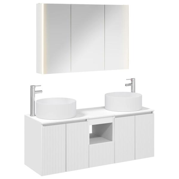 Badezimmerschrank-Set 4 stk. Weiß Holzwerkstoff