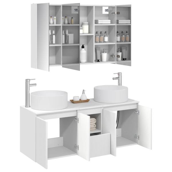Badezimmerschrank-Set 4 stk. Weiß Holzwerkstoff