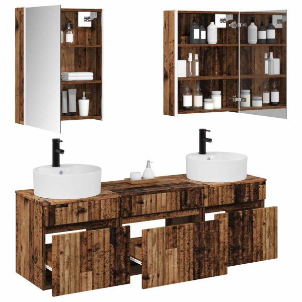 Badezimmerschrank-Set 5 stk. Altholz Holzwerkstoff